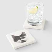 Eyes on Your Drink | Cat Face ストーンコースター (横)