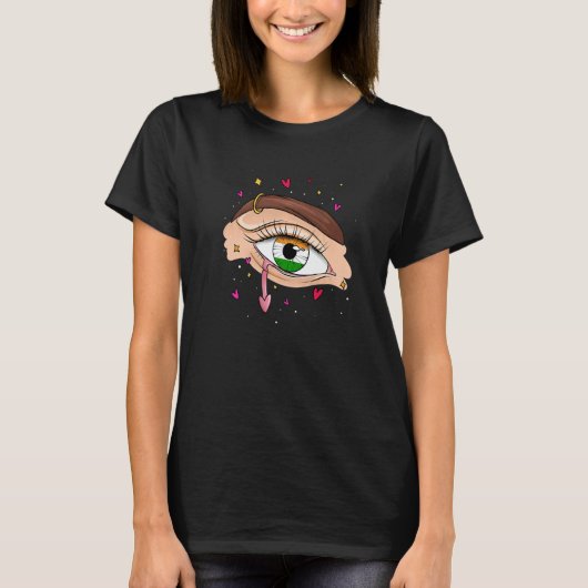 Eyes With India Flag for Indian people and India Tシャツ (正面)