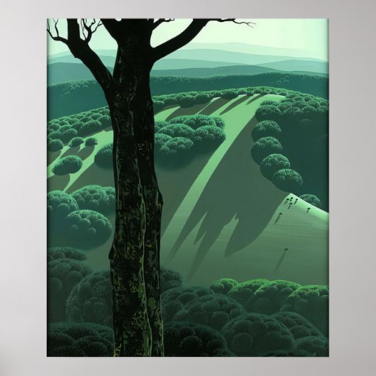 Eyvind Earle - 緑の丘 - 1970年; アメリカ合衆国 ポスター (正面)