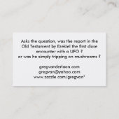 Ezekielの火の車輪: UFOか。 名刺 (裏面)