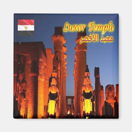 EzG030 EGYPT, LuxorTemple By Night，アフリカ，冷蔵庫 マグネット (正面)