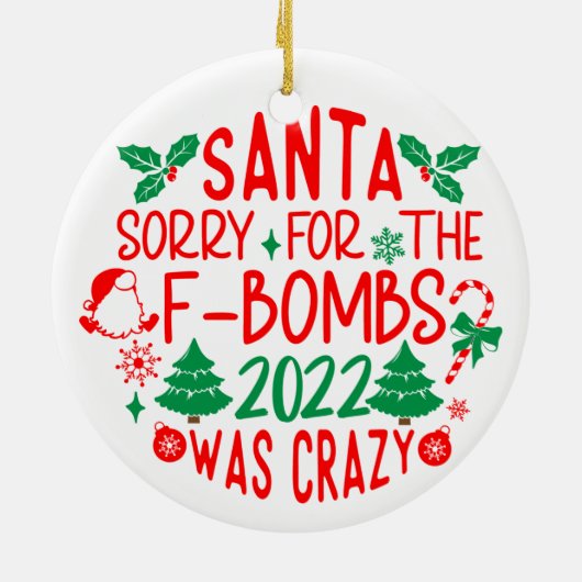 Fおもしろい爆弾親愛のクリスマス・サンタ セラミックオーナメント (裏面)