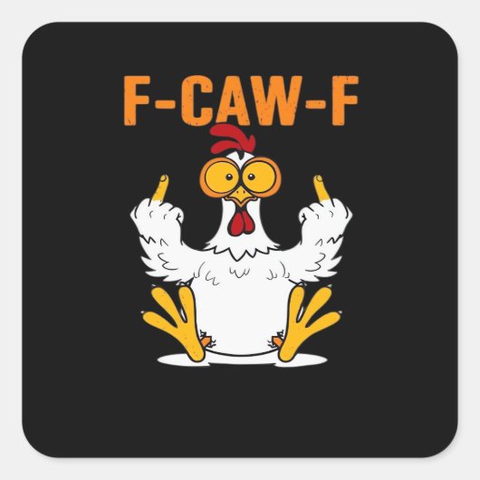 Fおもしろい-Caw-Fフィンガーチキン スクエアシール (正面)