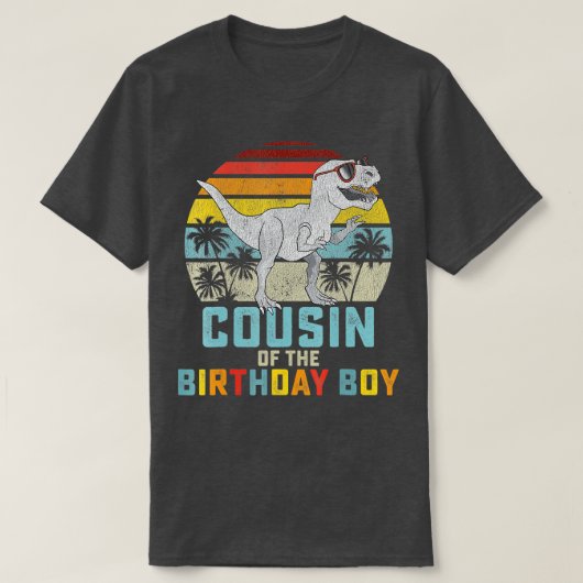 Fに一致する誕生日少年のいとこの恐竜の少年 Tシャツ (デザイン正面)
