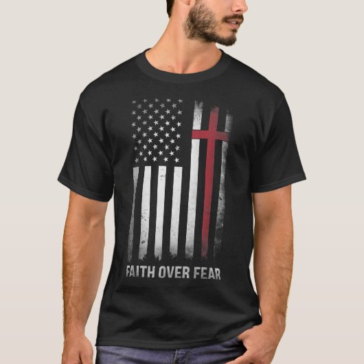 Fに対する米国キリスト教国旗 Tシャツ (正面)