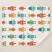 fのカラフルレトロロボットからのシームレスなパターン シェルパブランケット (正面(横))