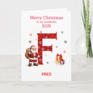 Fの名前入りクリスマスカード 息子へ シーズンカード