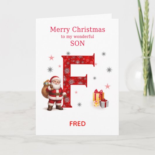 Fの名前入りクリスマスカード 息子へ シーズンカード (正面)