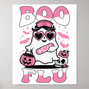 Fへのインフルエンザナース幽霊ハロウィーンBooにブーと言う ポスター