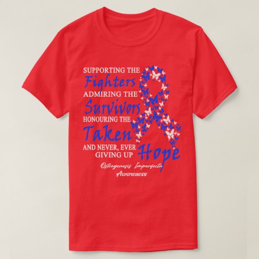 Fを支持する骨形成不全認識度 Tシャツ (デザイン正面)