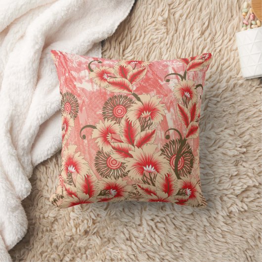 Fを鮮やか特徴とする赤と桃の繊維デザイン クッション (ブランケット)