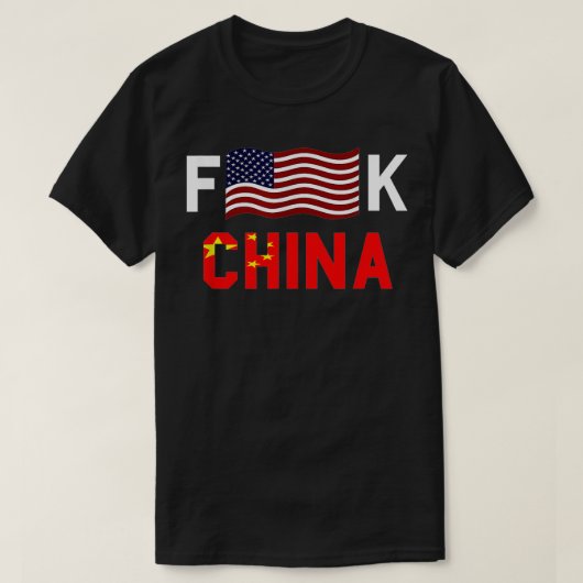 Fアメリカ国旗K中国 Tシャツ (デザイン正面)
