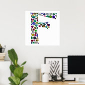 Fイニシャルジェムデザイン ポスター (ホームオフィス)