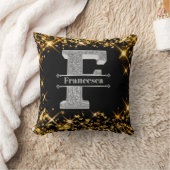 Fイニシャルパーソナライズされたシルバーモノグラムあなたの名前 クッション (ブランケット)
