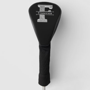 Fイニシャルパーソナライズされたシルバーモノグラムあなたの名前 ゴルフヘッドカバー