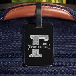 Fイニシャルパーソナライズされたシルバーモノグラムあなたの名前 ラゲッジタグ