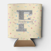 Fイニシャルパーソナライズされたシルバーモノグラムあなたの名前 缶クーラー (正面)