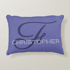 Fイニシャルパーソナライズされた名スタイリッシュ青 アクセントクッション
