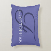 Fイニシャルパーソナライズされた名スタイリッシュ青 アクセントクッション (正面(垂直))