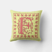 Fイニシャル枕 – 黄色の背景のピンクF クッション (裏面)