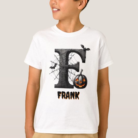 Fイニシャル ハロウィン お菓子ください Tシャツ (正面)