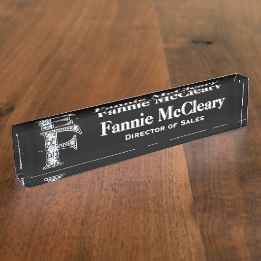 Fダイヤフェイクモンド机用ネームプレート デスクネームプレート (側面)