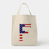 Fモノグラムがアメリカ国旗gtcntにオーバーレイ トートバッグ (裏面)