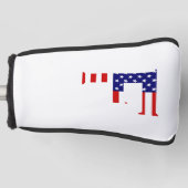 Fモノグラムがアメリカ国旗pccntにオーバーレイ ゴルフヘッドカバー (正面)