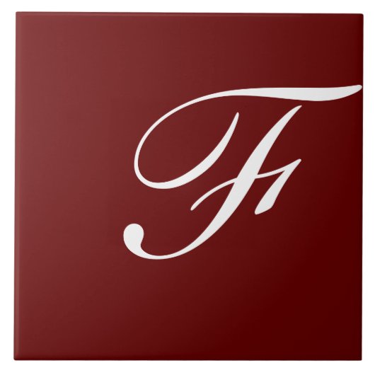Fモノグラムイニシャルホワイトオンマルーン タイル (正面)