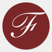 Fモノグラムイニシャルホワイトオンマルーン ラウンドシール (正面)