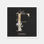 Fモノグラムパーソナライズされたフローラ スタンダードカクテルナプキン (正面)