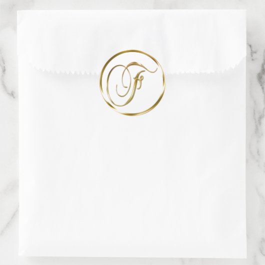 Fモノグラムフェイク金ゴールド封筒又は好意シール ラウンドシール (バッグ)