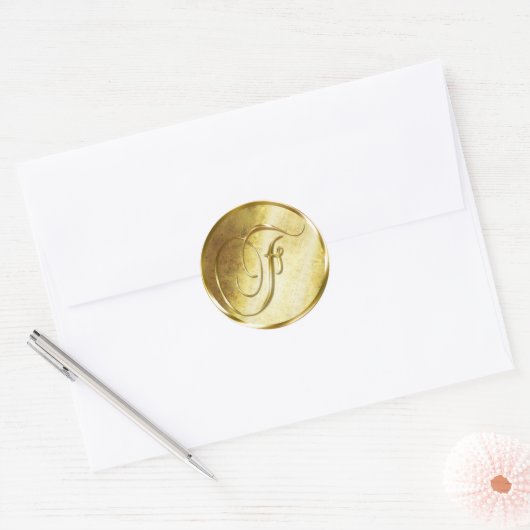 Fモノグラムフェイク金ゴールド封筒用シールシール ラウンドシール (封筒)