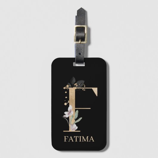 Fモノグラムフローラパーソナライズされた ラゲッジタグ (正面縦)