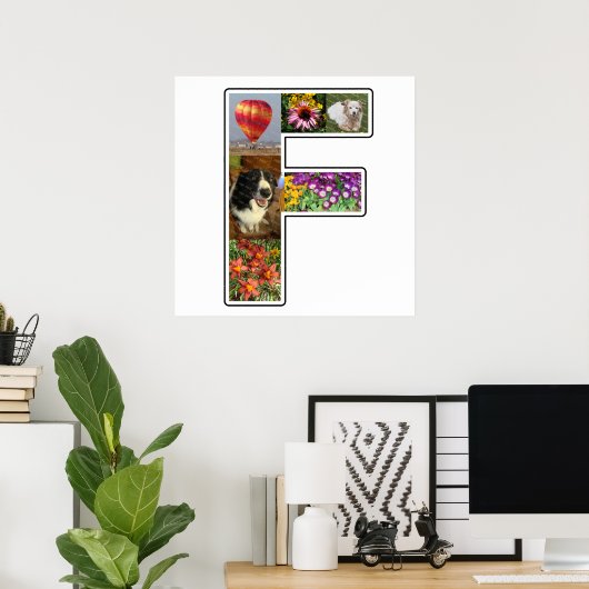 Fモノグラム独自の6つのフォトコラージュをカスタム作成する ポスター (ホームオフィス)