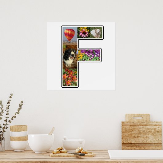 Fモノグラム独自の6つのフォトコラージュをカスタム作成する ポスター (キッチン)