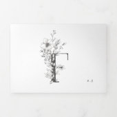 'F'モノグラム美しいスケッチフローラ結婚ズ 三つ折り招待状 (カバー)