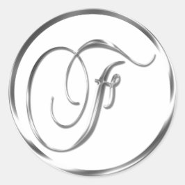 Fモノグラム銀フェイクの封筒または好意シール ラウンドシール