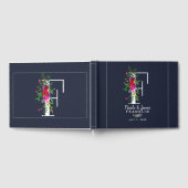 Fレターイニシャルモノグラムフローラ名結婚の ゲストブック (全面)