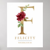 Fレターモノグラム名マルサラフローラ子供部屋 ポスター (正面)