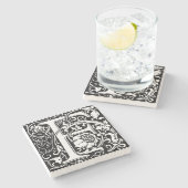 F中世モノグラムアールヌーボー ストーンコースター (横)