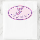 F文字のモノグラカスタムムの女の子はピンクのステッカー 楕円形シール (バッグ)