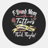 F爆弾母タトゥー目かわいらし太い太もも可愛いM ラウンドシール (正面)