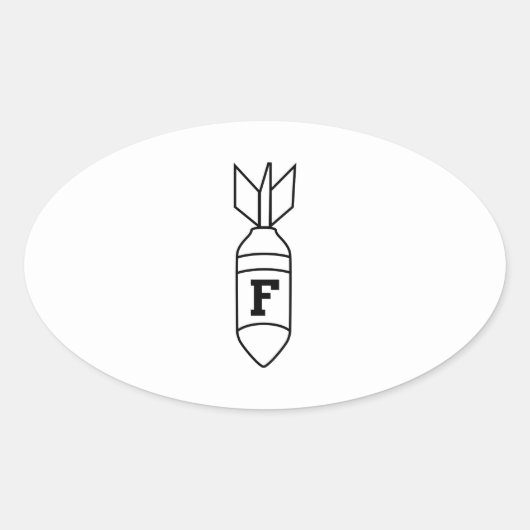 F爆弾 楕円形シール (正面)