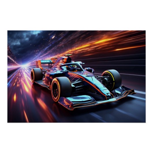 F1スピードがライトトレイルを通過する ポスター (正面)