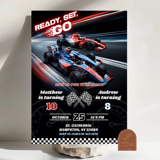 F1ツーレースカージョイント誕生日 招待状