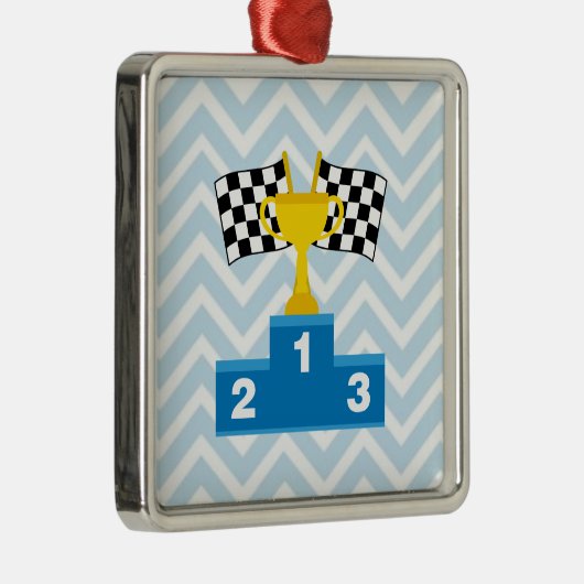 F1旗のトロフィカーレースおよびシェブロンのランク付け メタルオーナメント (右)