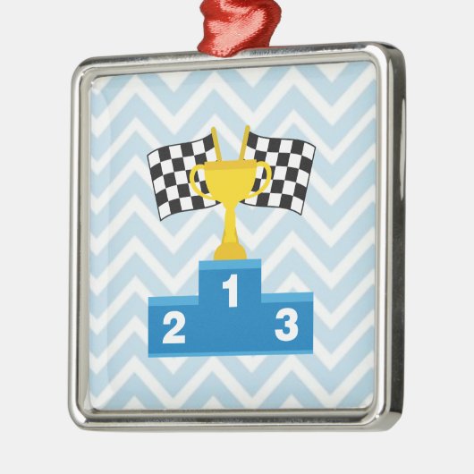 F1旗のトロフィカーレースおよびシェブロンのランク付け メタルオーナメント (左)