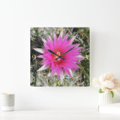 F12ボールサボテン花「エスコバリア・ヴィヴィパラ」 スクエア壁時計 (ホーム)