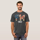 F14 Tomcat戦闘機ジェッ動揺してト米国国旗 Tシャツ (正面フル)